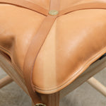 Il Bisonte Leather Short Cowhide Stool with Pillow and Brass Buckle in Naturale Tan