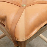 Il Bisonte Leather Short Cowhide Stool with Pillow and Brass Buckle in Naturale Tan