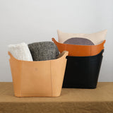 Italian Cowhide Leather Storage Basket 