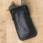 Il Bisonte Leather Glasses Case in Nero 