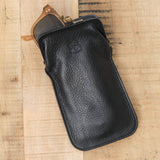 Il Bisonte Leather Glasses Case in Nero 