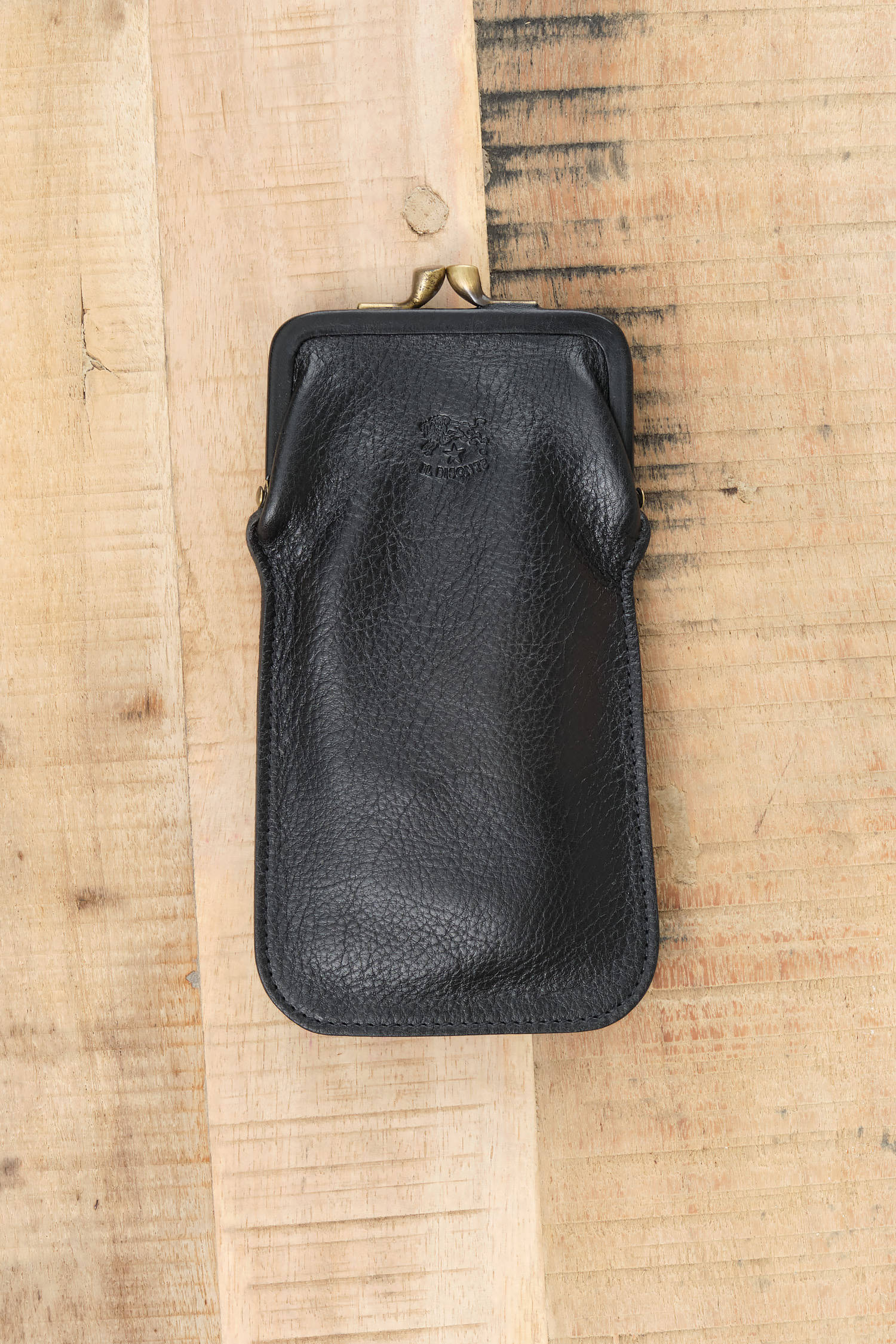 Leather Glasses Case by Il Bisonte in Nero Black