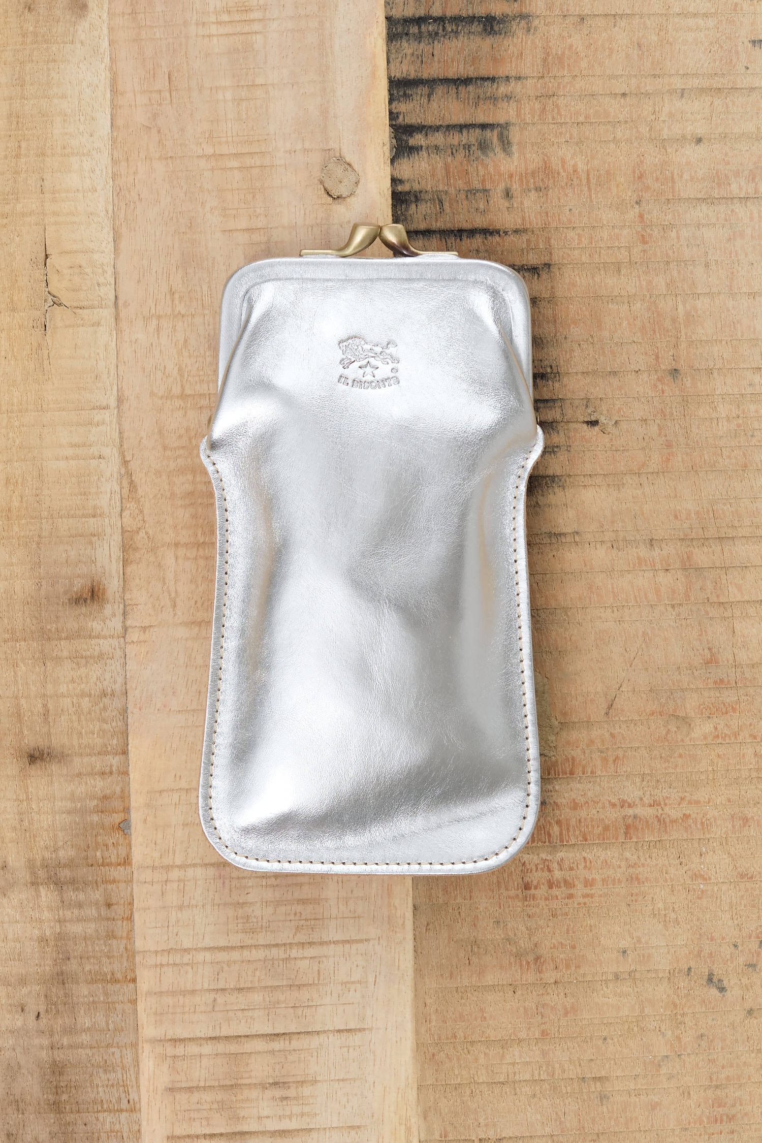 Glasses Case by Il Bisonte in Metallic Silver