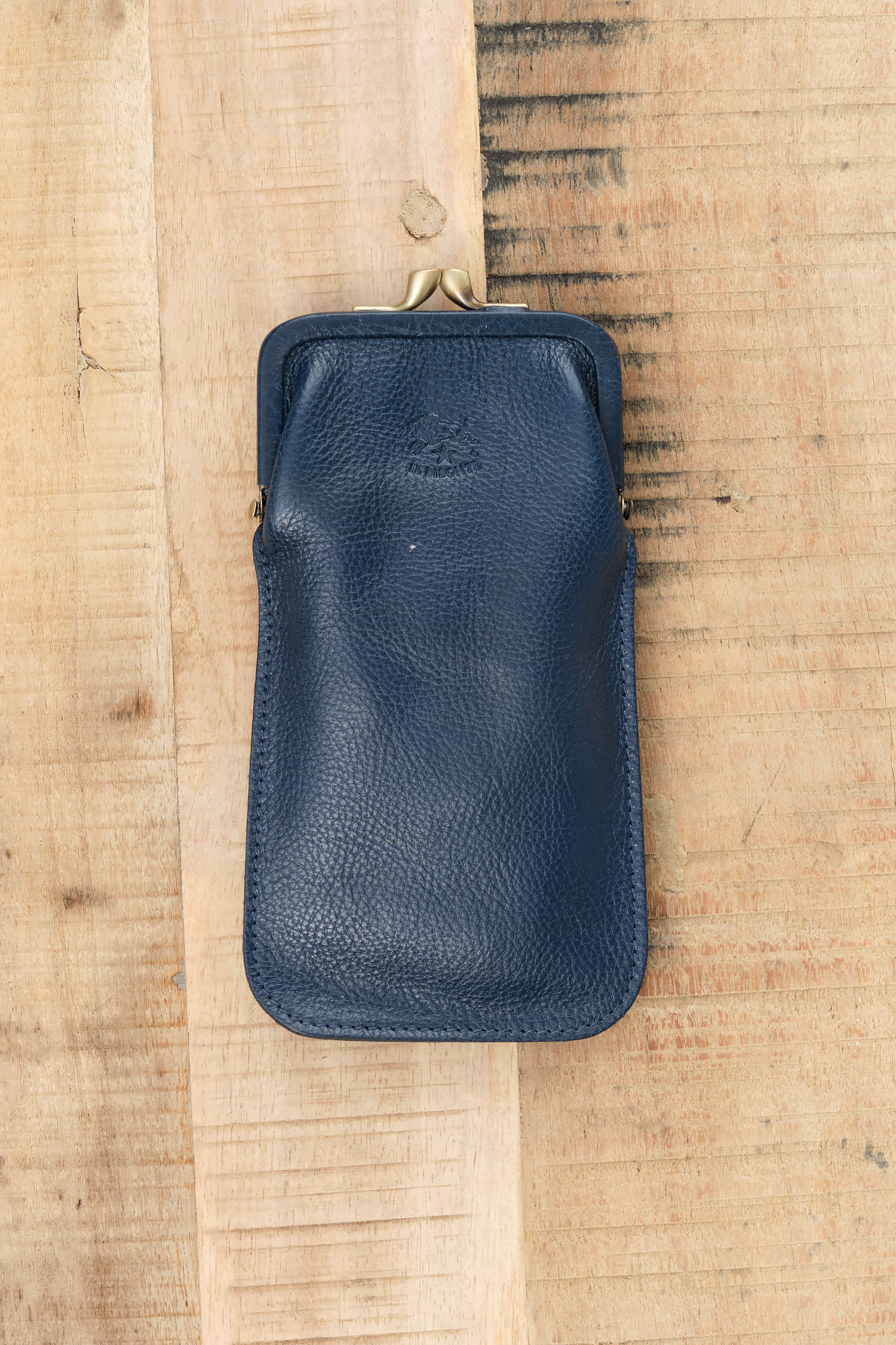 Il Bisonte Leather Glasses Case in Blue