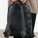 Italian Leather Duccio Zipper Backpack Bag in Nero Black by Il Bisonte Designer Brand 