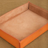 Il Bisonte Large Cowhide Tray in Caramel with Suede interior 