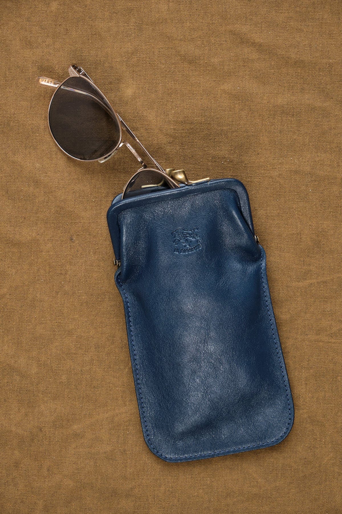 Il Bisonte Accessories Sunglasses Glasses Case in Blue Blue / 6.75" L X 3.5" H X .75" D