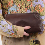 Il Bisonte Accessories Bags Manuela Clutch Bag in Caffe Caffe / 10.25" L X 5" H X 1.5" D