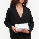 Manuela Clutch Bag in Metallic Silver