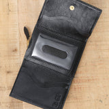 Medium Leather Classic Wallet by Il Bisonte in Nero Black 