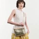 Il Bisonte Accessories Bags Roseto Crossbody Bag in Platino Platino / 9.75" L X 7" H X 0.75" D