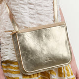 Il Bisonte Accessories Bags Roseto Crossbody Bag in Platino Platino / 9.75" L X 7" H X 0.75" D