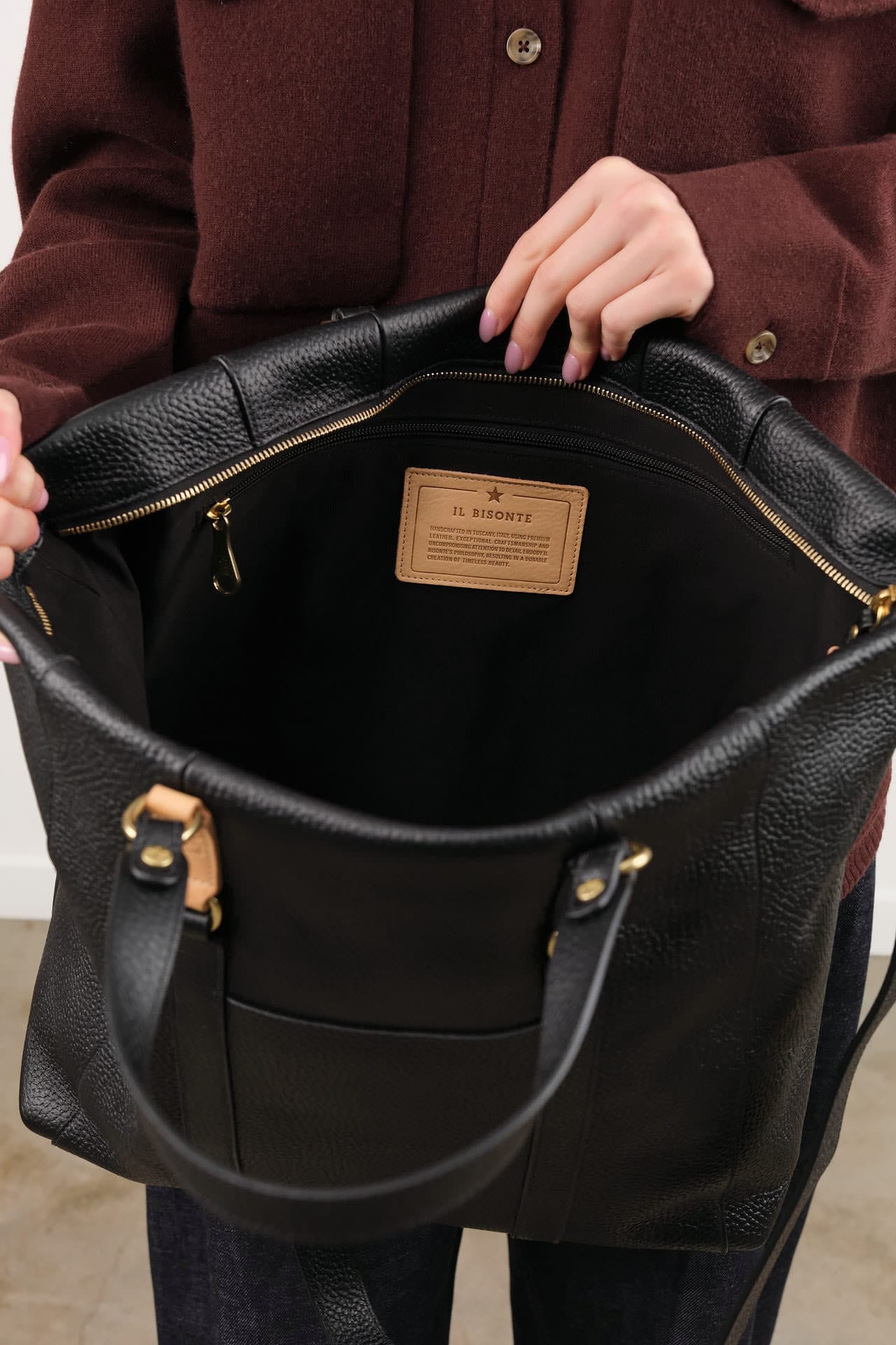 Il Bisonte Accessories Bags Segno Tote Bag Nero / 19.75" L X 14.5" W X 6" D