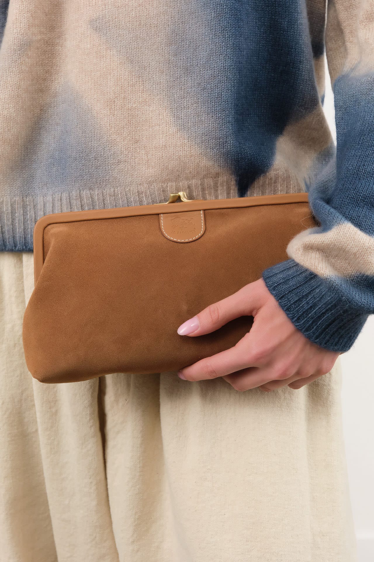 Il Bisonte Accessories Bags Suede Classic Clutch Gianduia / 10.25" L X 6" W 2" D