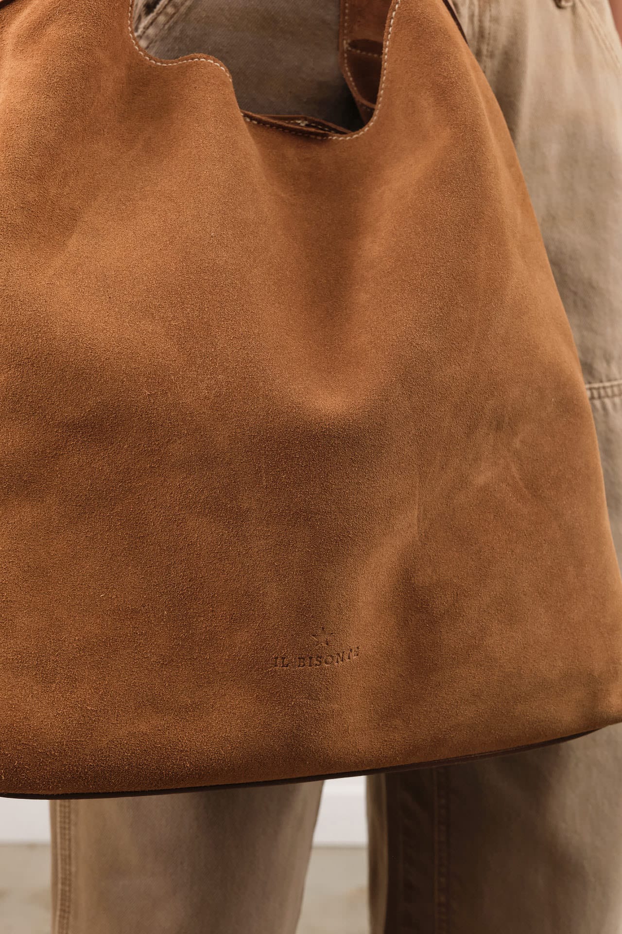 Il Bisonte Accessories Bags Suede Le Laudi Shoulder Bag Gianduia / 13.5" L X 13" W  X 4.25" D