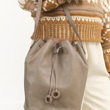 Tessa Bucket Bag by Il Bisonte in Tortora