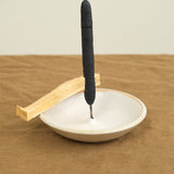 Stoneware Clay Incense Burner in Piker White with incense stick and palo santo