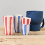 Isabel Halley Ceramics Water Cups in Red and Painters Tape Blue