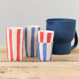 Isabel Halley Ceramics Water Cups in Red and Painters Tape Blue