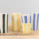 Isabel Halley Ceramics Wine Cups in Golden Rod and Painters Tape Blue