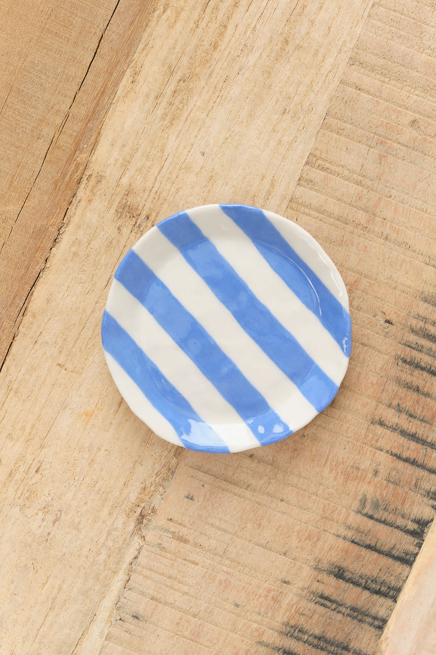 Isabel Halley Ceramics Ribbon Plate in Painters Tape Blue 