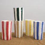 Isabel Halley Ceramics Porcelain Slipcast Water Cups with bold color striping