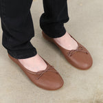 Brown Rugine Leather Ballet Flat Slipper by Designer Jamie Haller