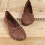 Ballet Flat Slipper in Brown Rugine Leather from Designer Brand Jamie Haller