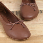 Jamie Haller Designer Brand Ballet Flat Slipper in Rugine Brown Leather