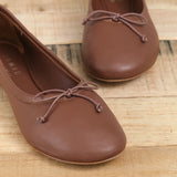 Jamie Haller Designer Brand Ballet Flat Slipper in Rugine Brown Leather