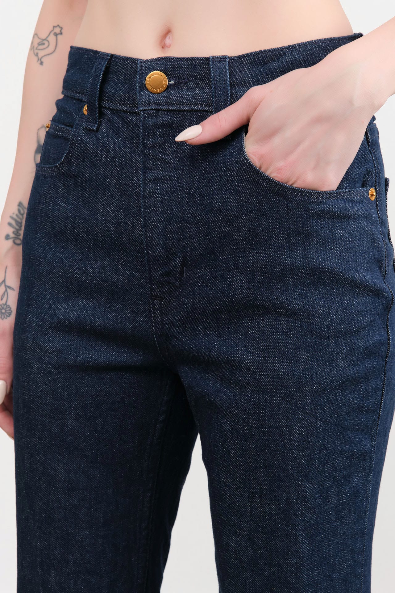 Jamie Haller Apparel Womens Denim Kenickie Blind Crease in Dark Raw