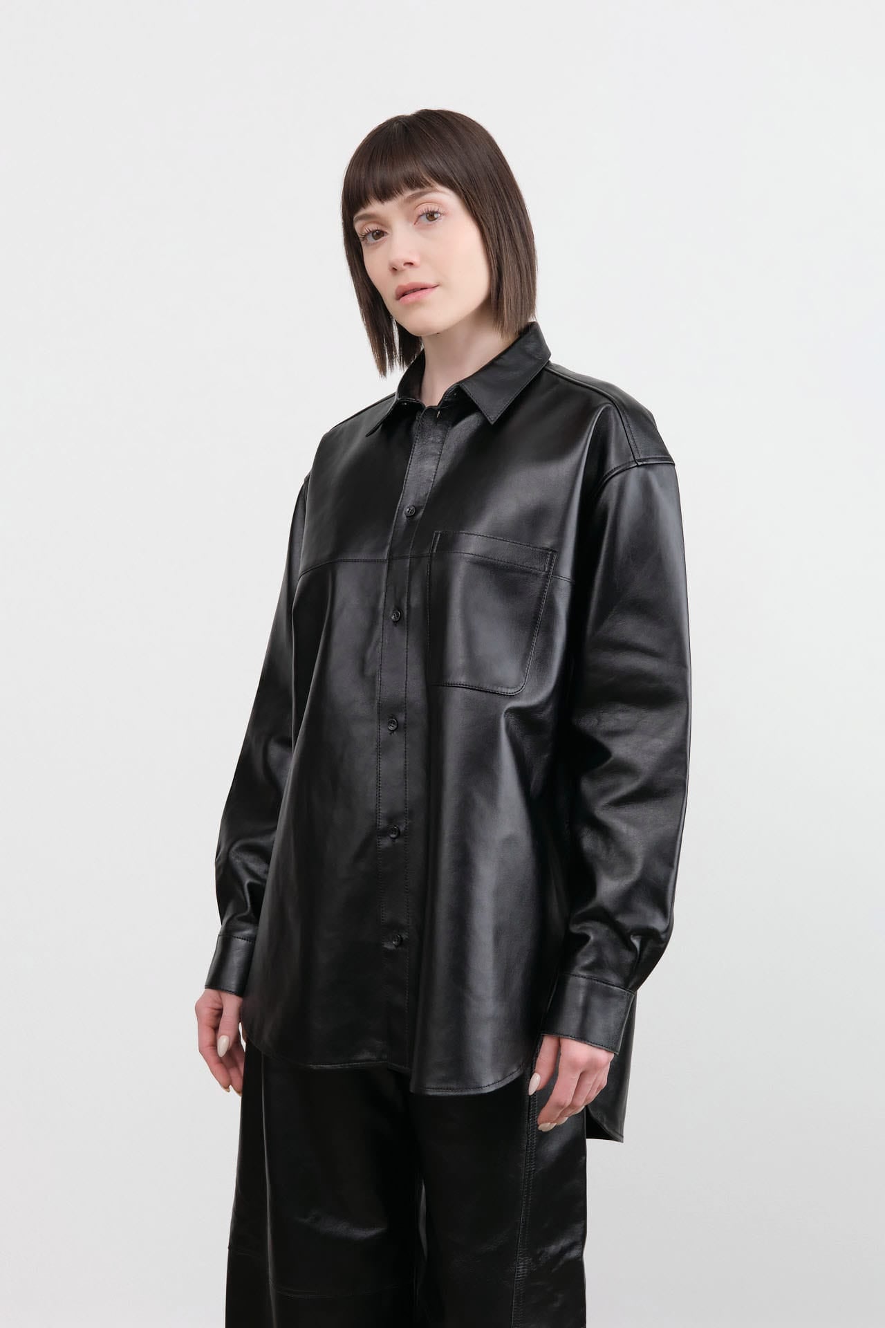 Jamie Haller Apparel Womens Blouses Leather Essential Shirt