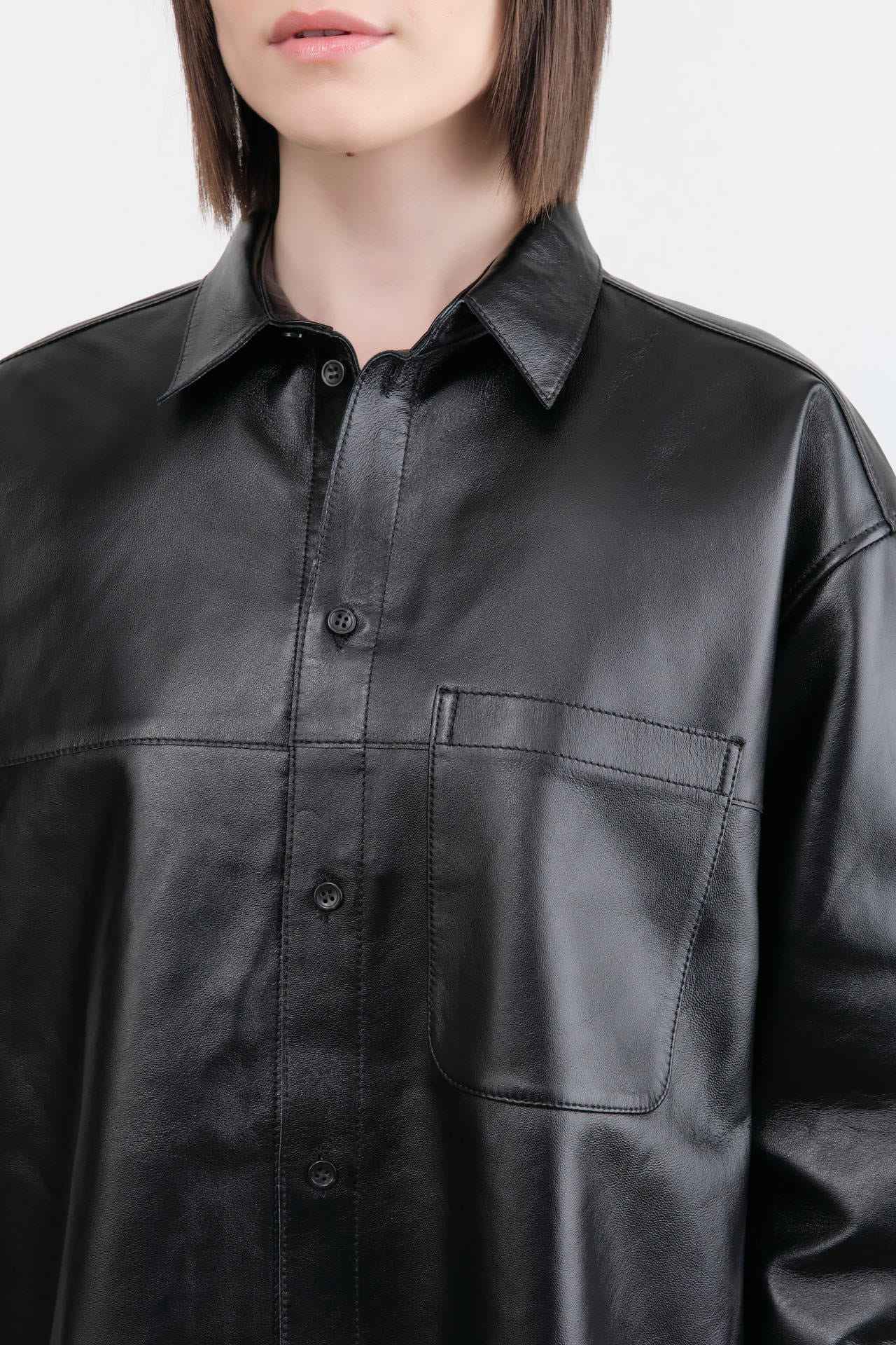 Jamie Haller Apparel Womens Blouses Leather Essential Shirt