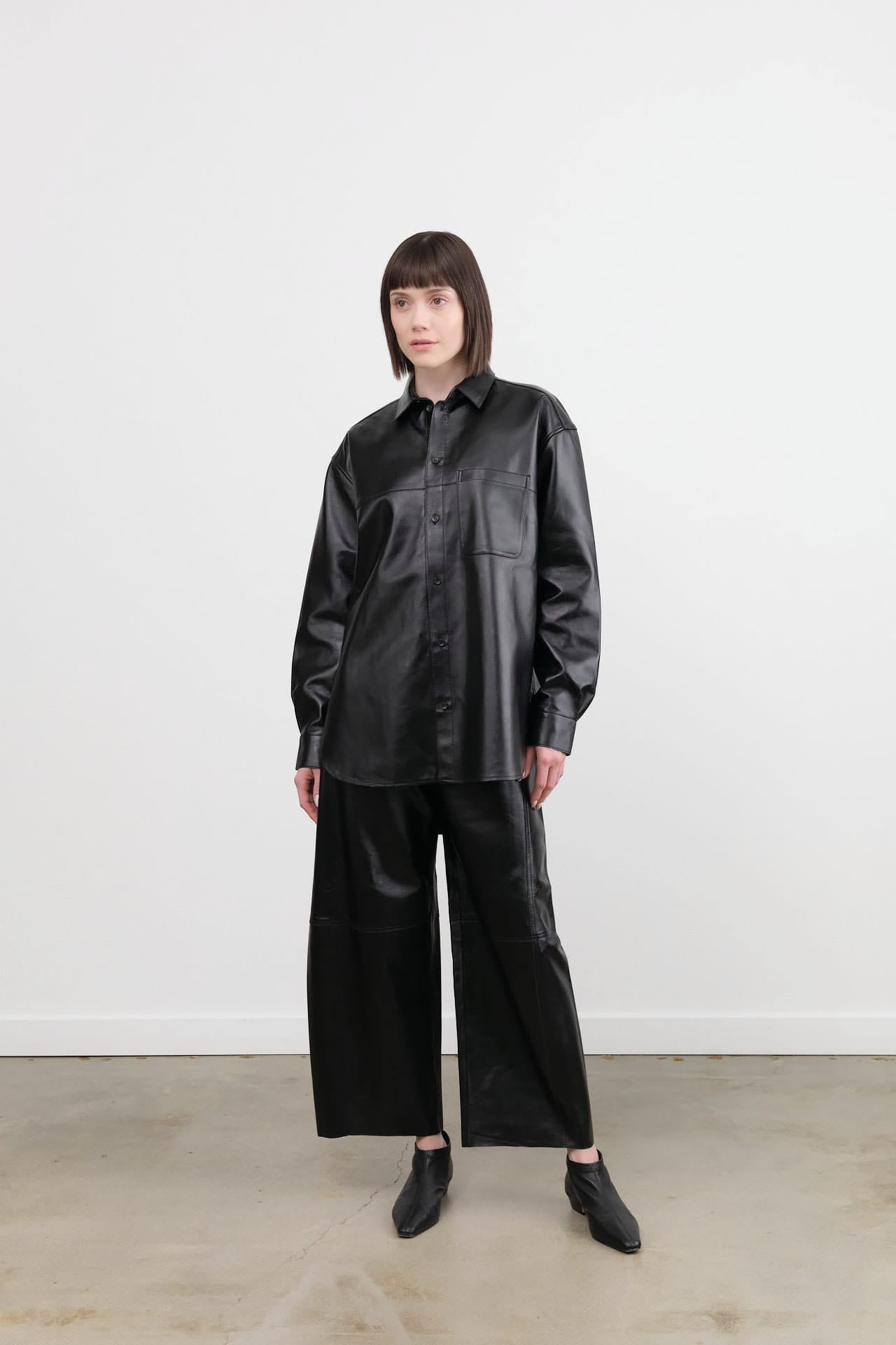 Jamie Haller Apparel Womens Pants Leather Sculpted Baggy Pant