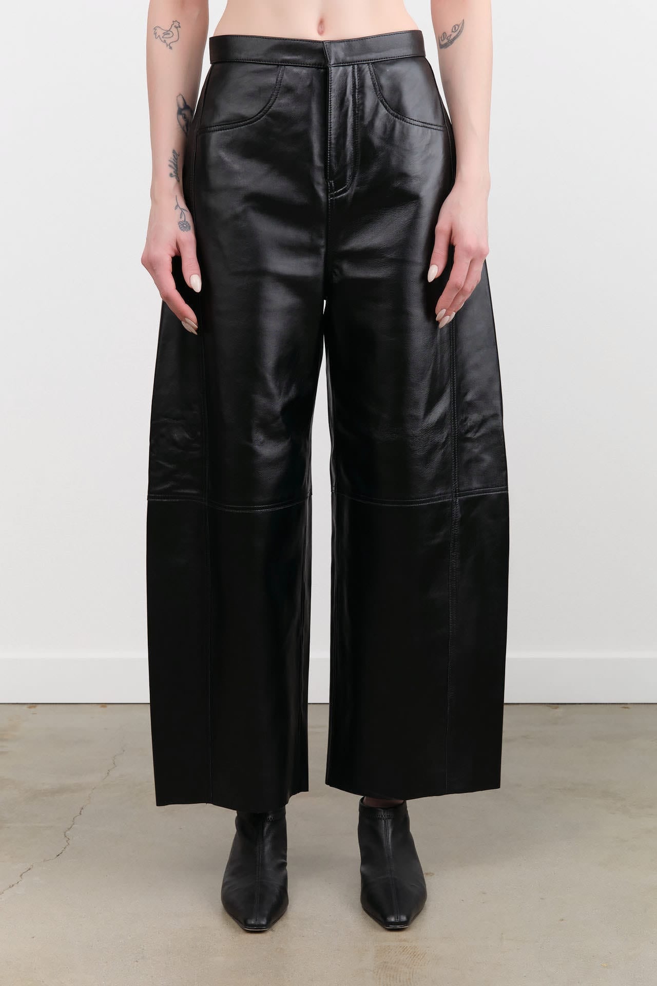 Jamie Haller Apparel Womens Pants Leather Sculpted Baggy Pant