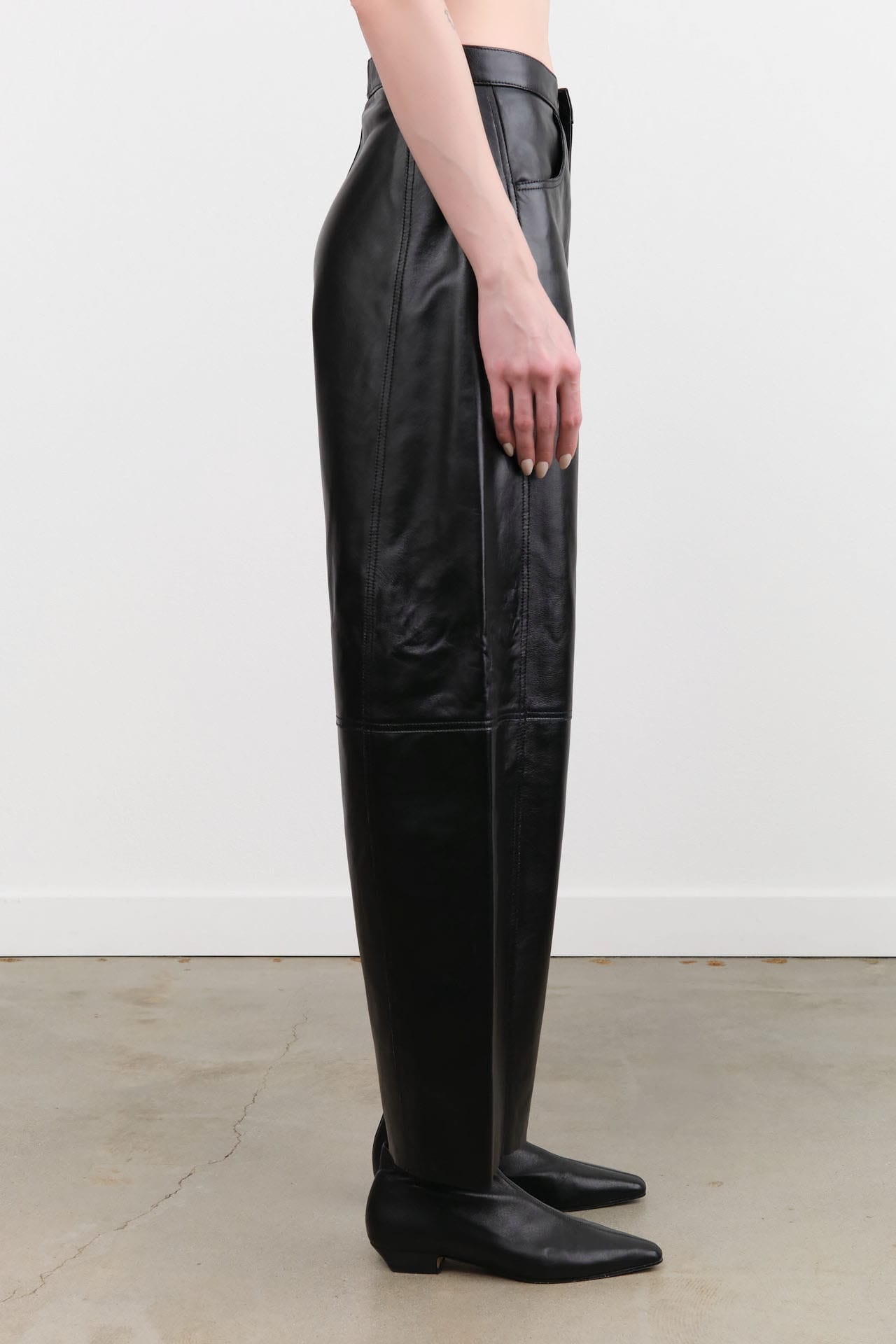 Jamie Haller Apparel Womens Pants Leather Sculpted Baggy Pant