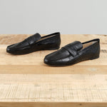 Jamie Haller Designer Brand Leather Slip On Penny Loafer in Black Croc