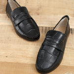 Penny Loafer by Jamie Haller in Black Croc