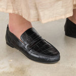 Black Croc Penny Loafer by Jamie Haller