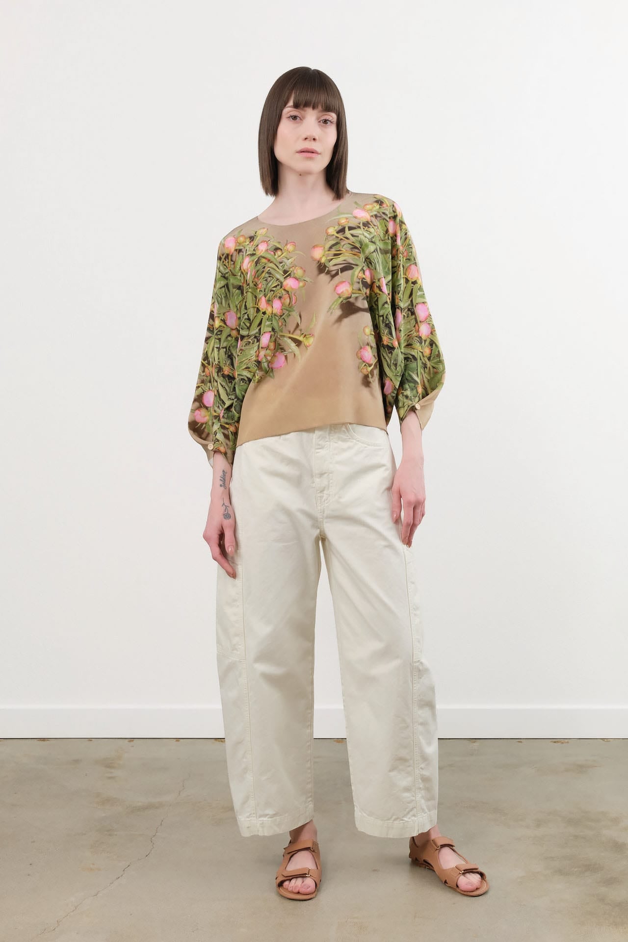 Jamie Haller Apparel Womens Denim The Baggy Painter Crop in Ecru