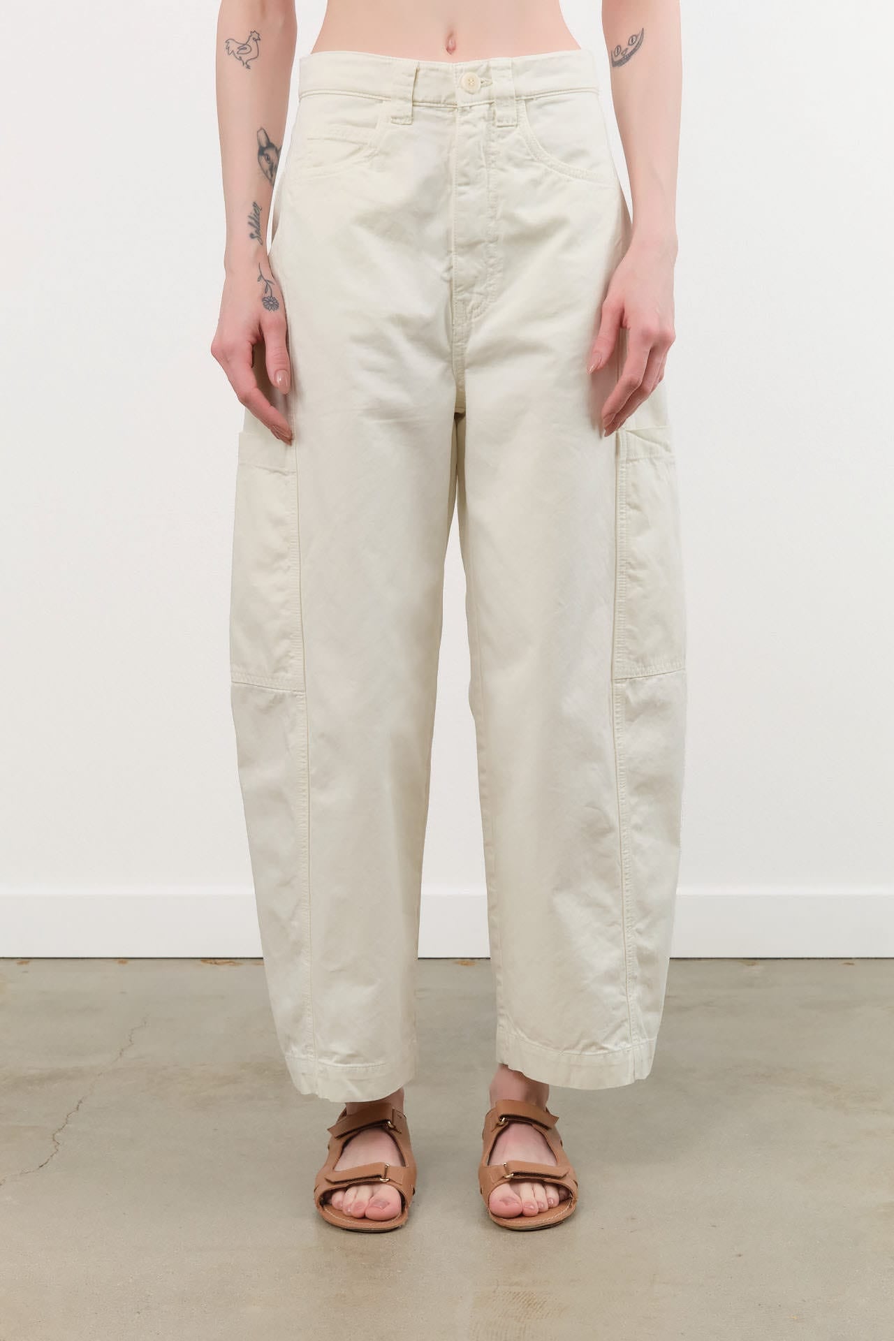 Jamie Haller Apparel Womens Denim The Baggy Painter Crop in Ecru