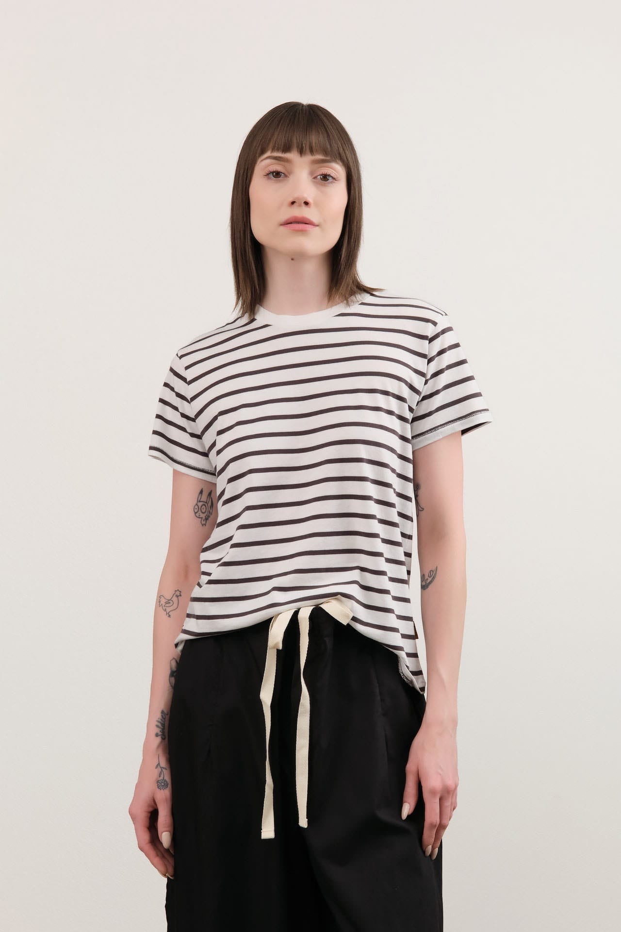 Jamie Haller Apparel Womens Blouses The Chameleon Tee in White Stripes
