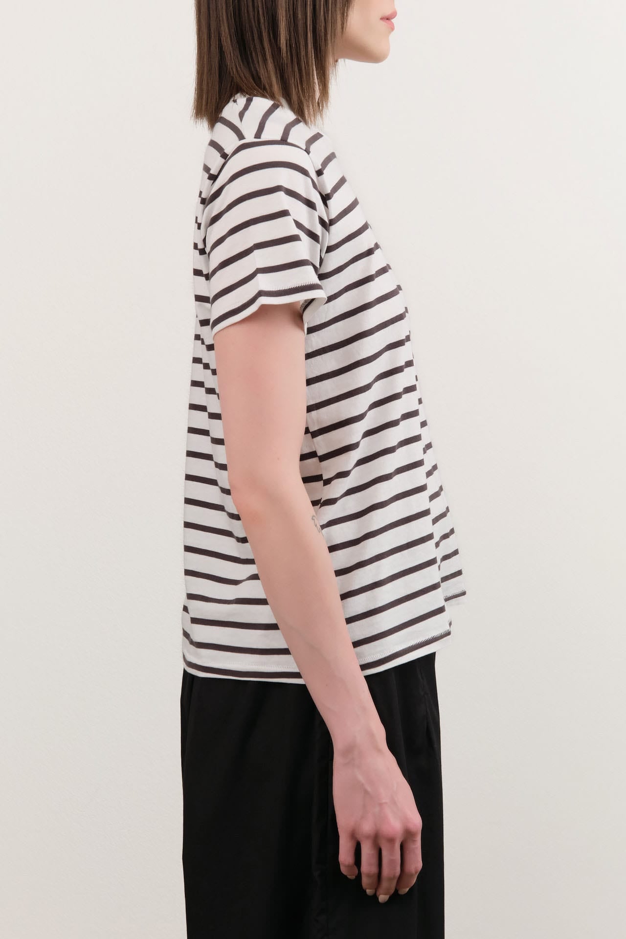Jamie Haller Apparel Womens Blouses The Chameleon Tee in White Stripes