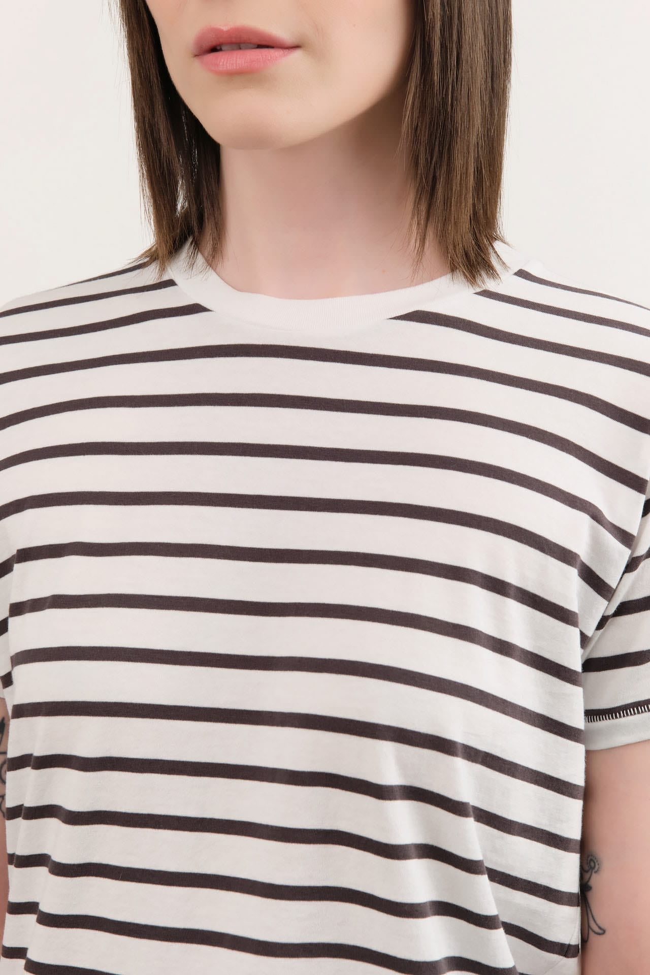Jamie Haller Apparel Womens Blouses The Chameleon Tee in White Stripes