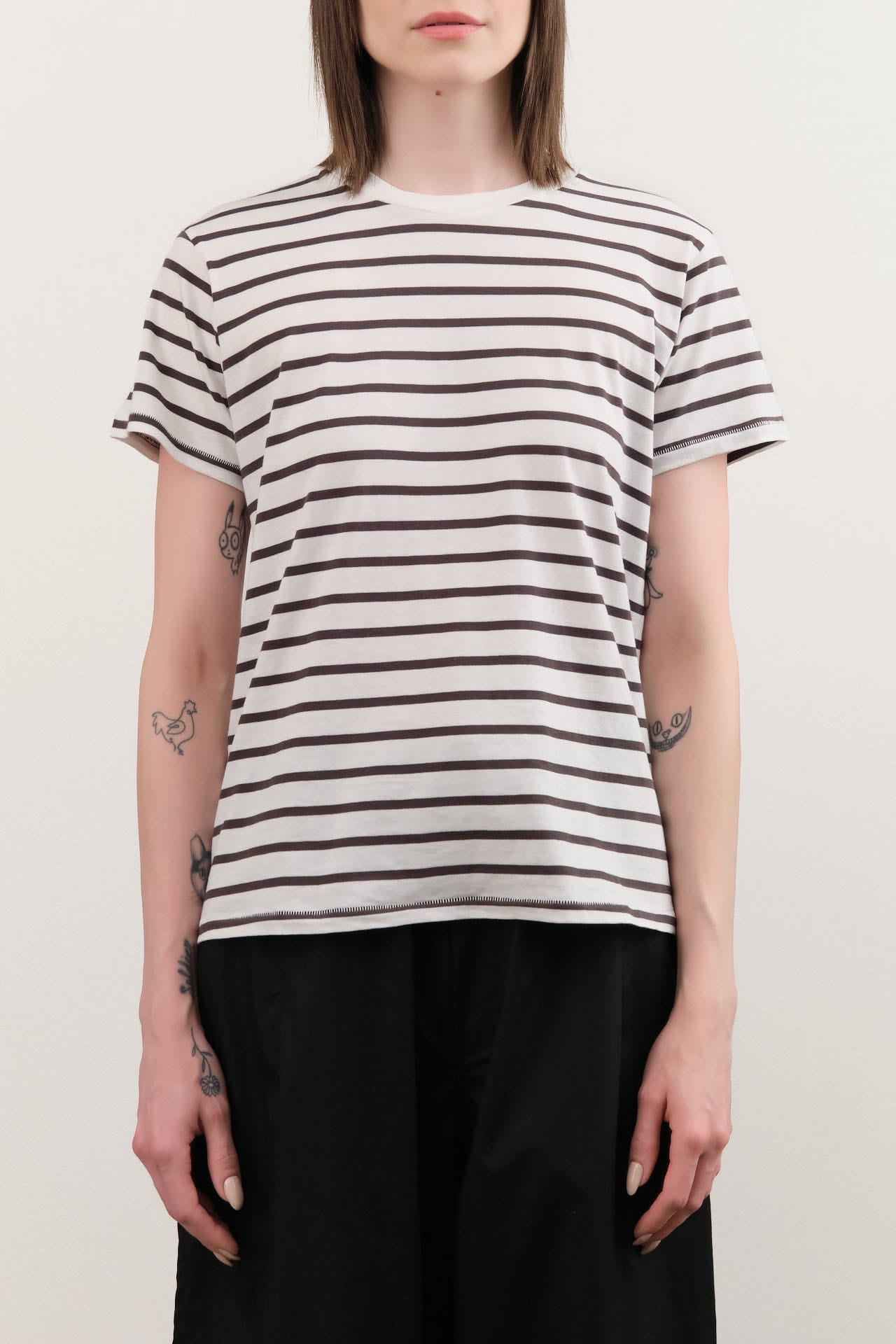 Jamie Haller Apparel Womens Blouses The Chameleon Tee in White Stripes