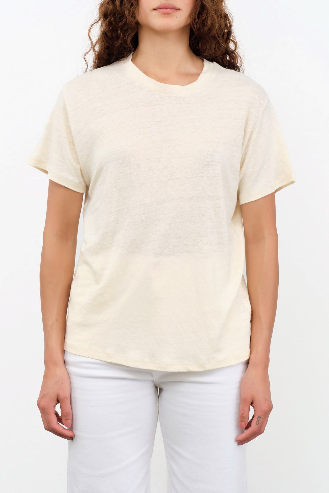 Jamie Haller Apparel Womens Blouses The Chameleon Tee Linen in Ecru