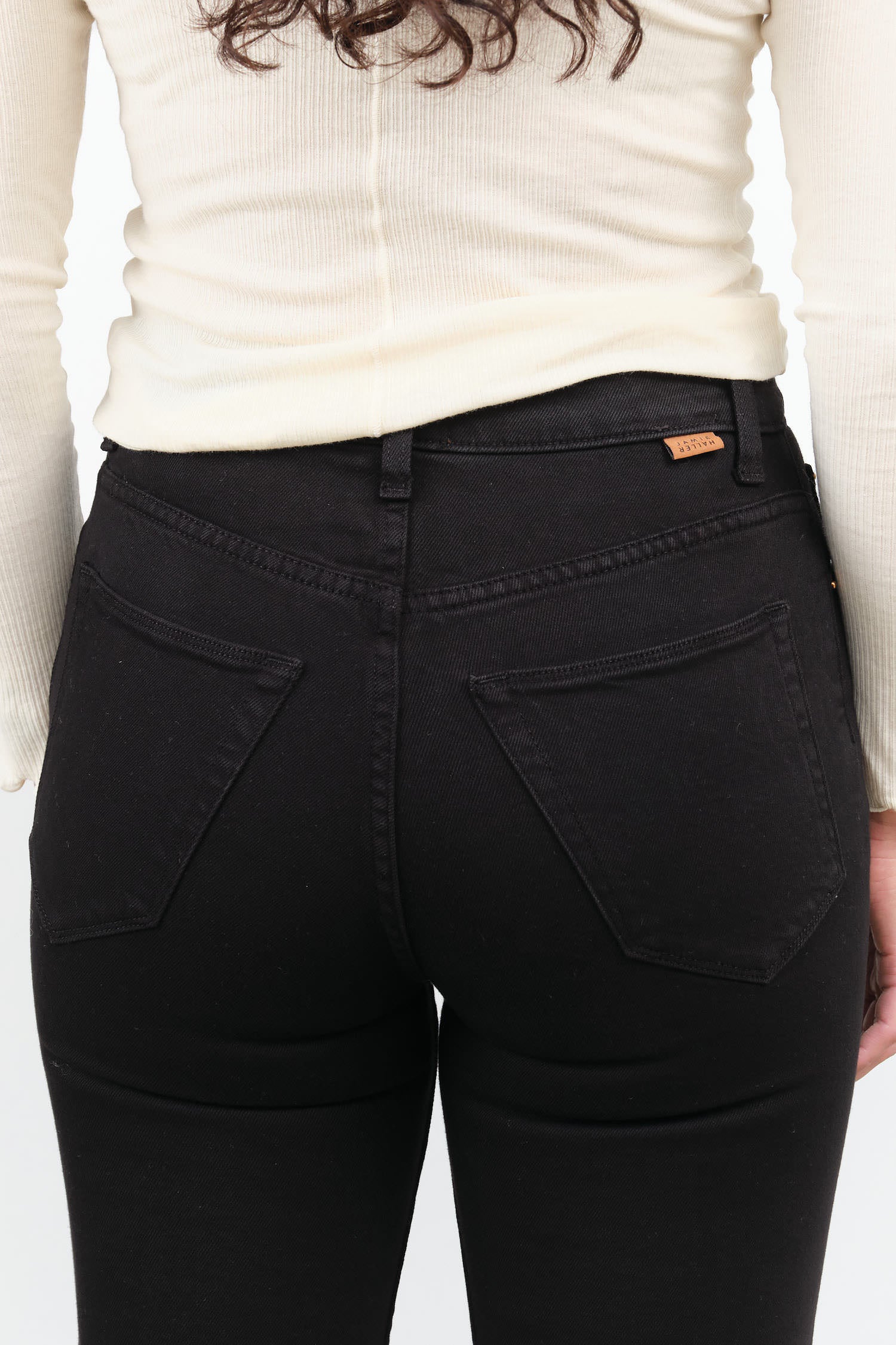 High Waisted  Long The Crease Jean in Black Denim by Jamie Haller Designer Brand 