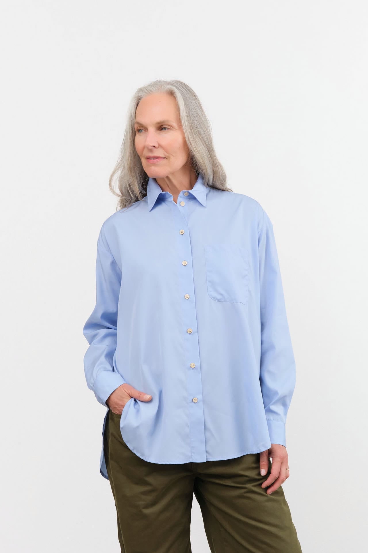 Jamie Haller Apparel Womens Blouses The Essential Shirt in Cornflower