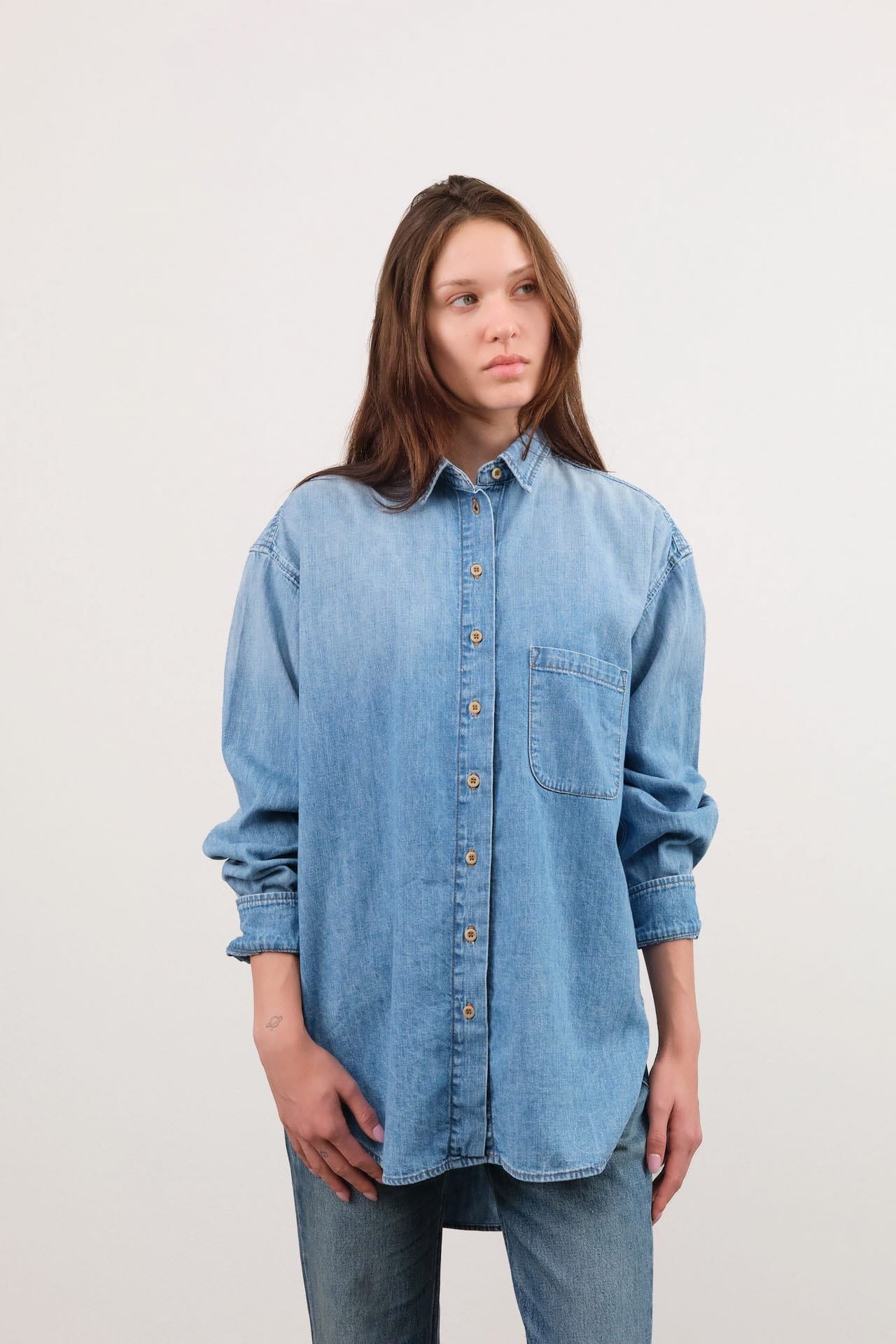 Jamie Haller Apparel Womens Blouses The Essential Shirt in Timeworn Indigo