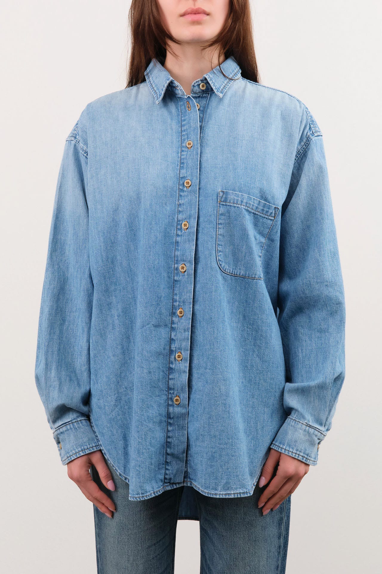 Jamie Haller Apparel Womens Blouses The Essential Shirt in Timeworn Indigo